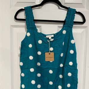 Blu Pepper Turquoise Top with White Dots